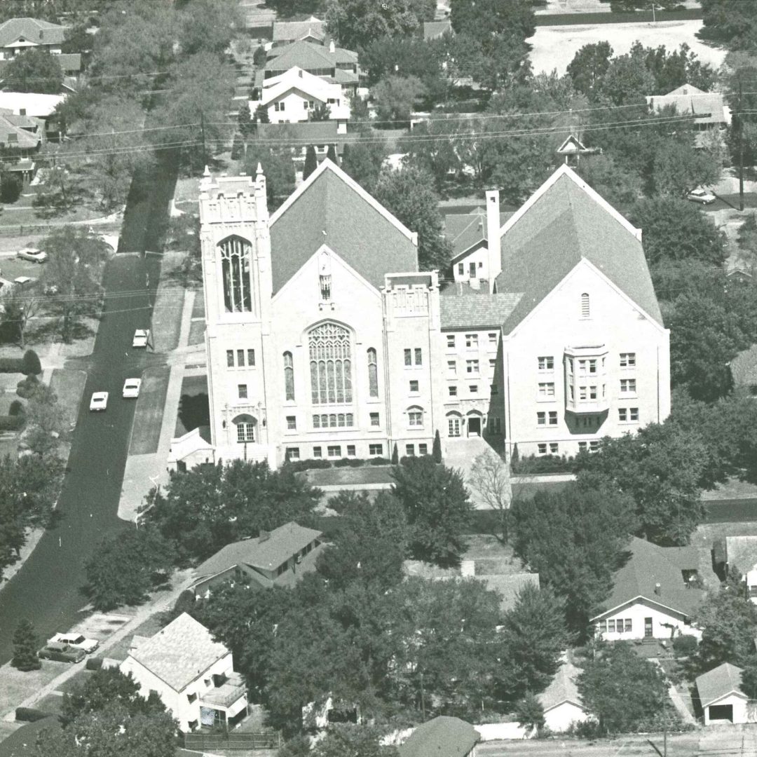 1970s arial shot of McFarlin building